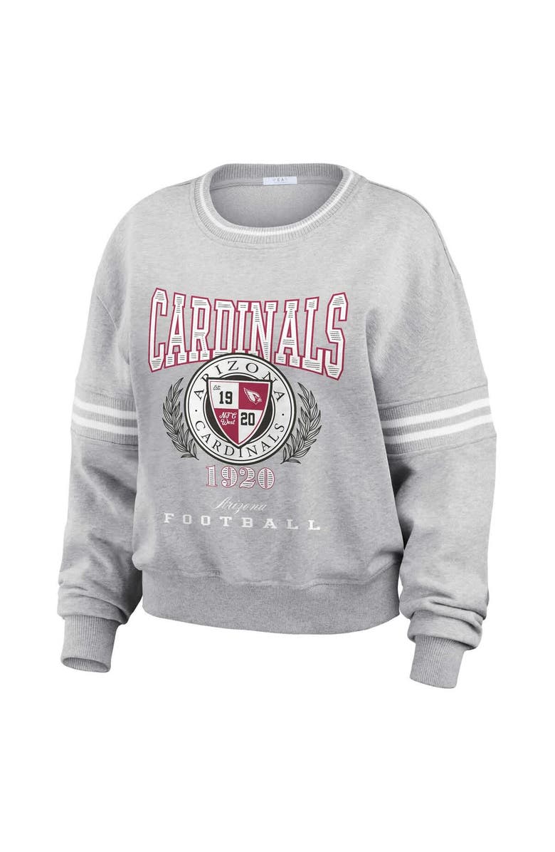 WEAR by Erin Andrews Women's WEAR by Erin Andrews Heather Gray Arizona Cardinals Cropped Pullover Sweatshirt, Alternate, color, Heather Gray