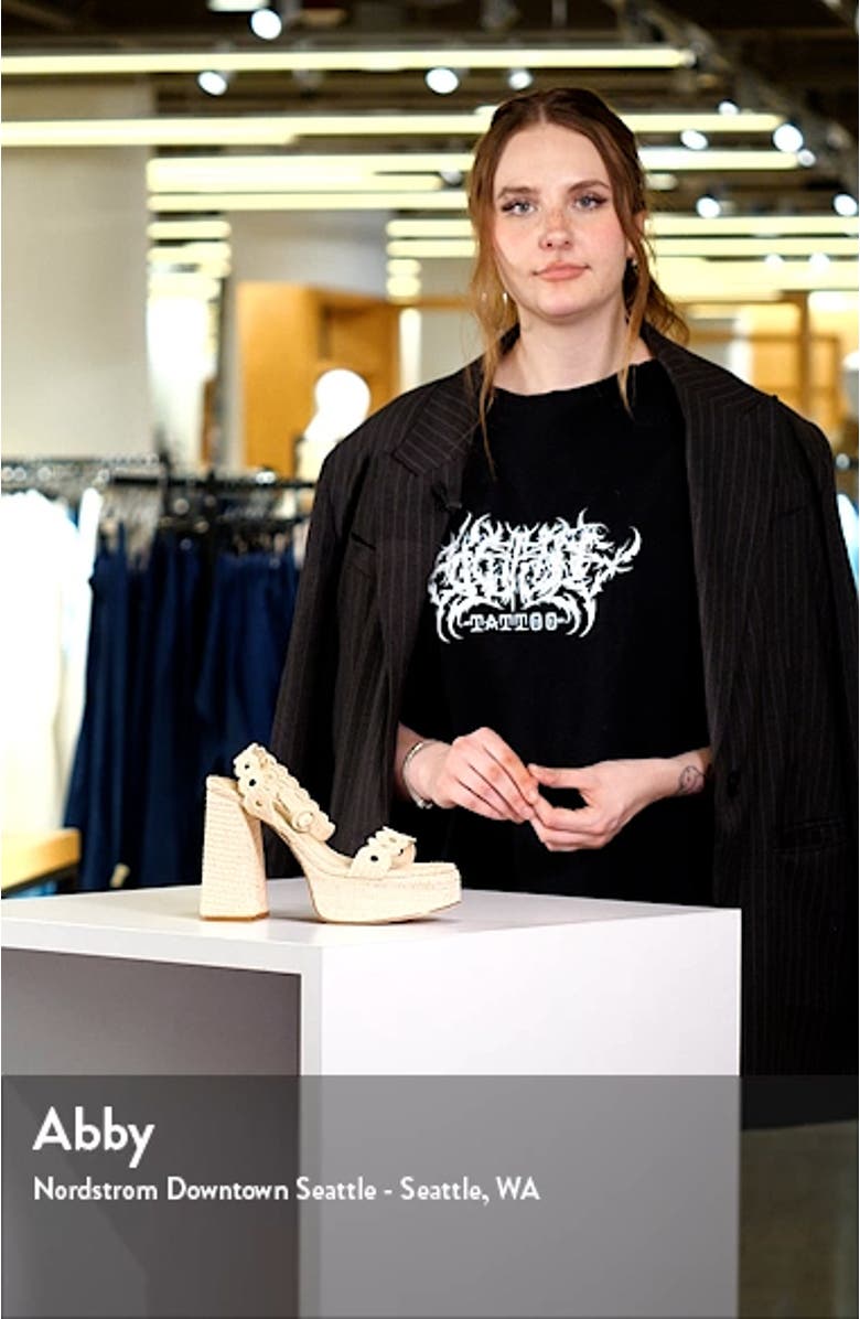 Dolly Embroidered Raffia Platform Sandal, sales video thumbnail