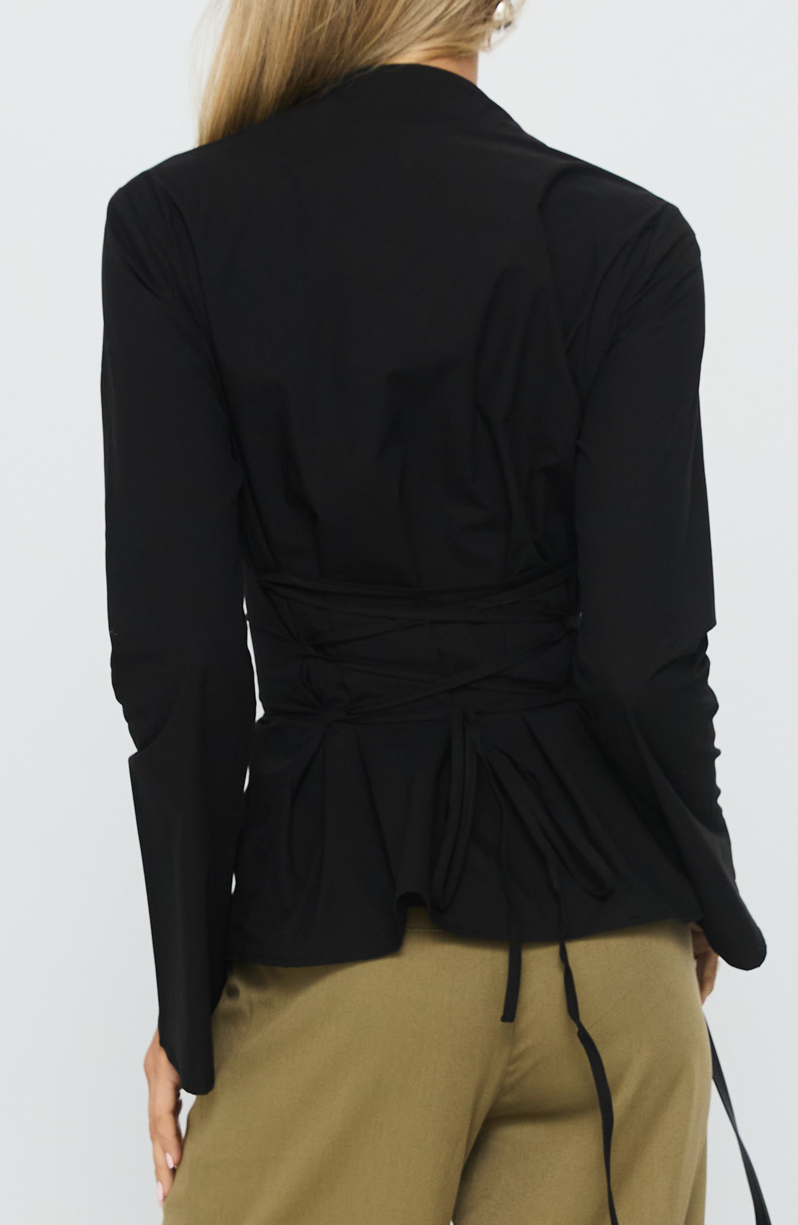 Eryx Tie Back Cotton Button-Up Shirt - image 2