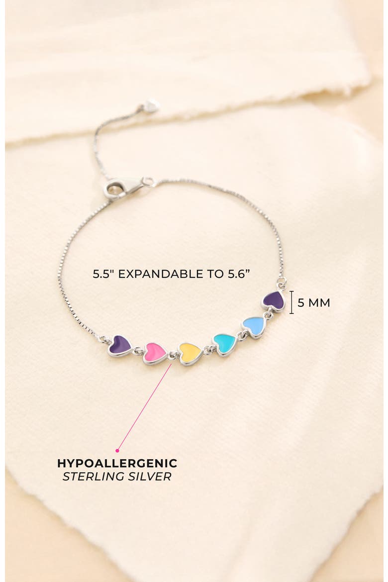 Rainbow Enamel Heart Girls Bracelet, Alternate, color, Multi-Color