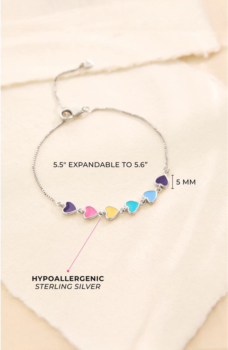 In Season Jewelry Rainbow Enamel Heart Girls Bracelet, Alternate, color, Multi-Color
