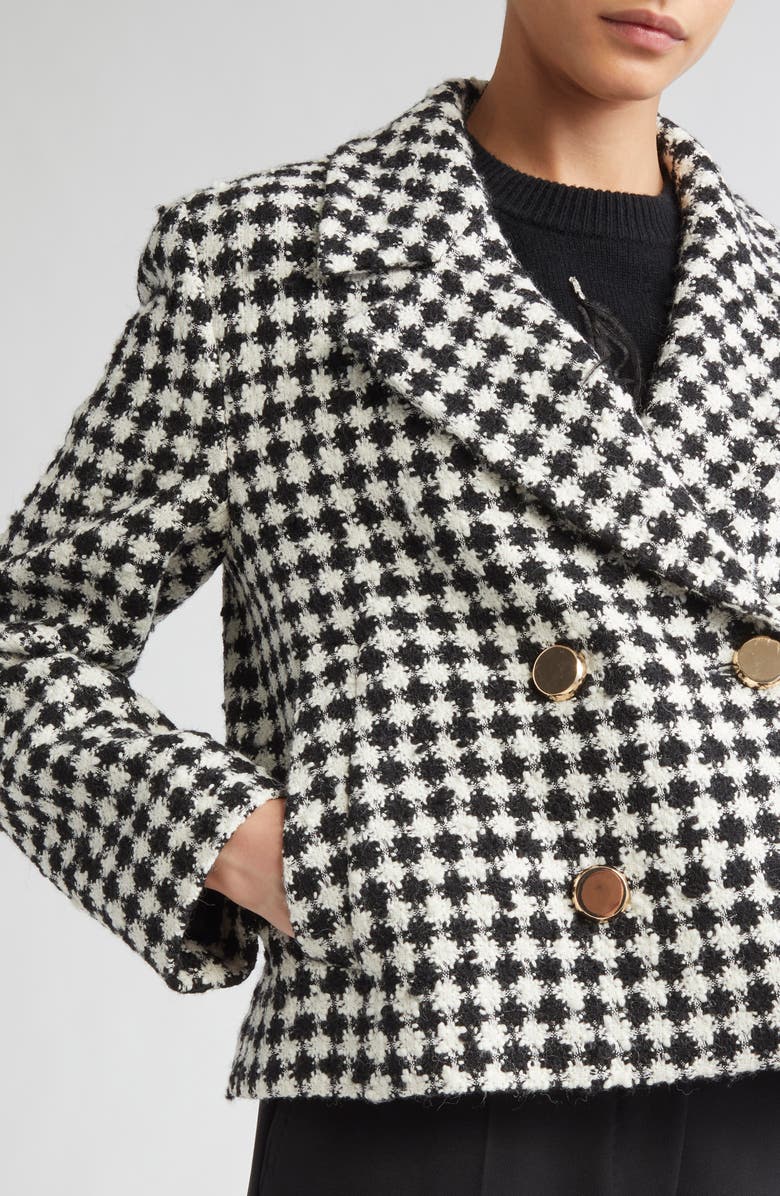 Max Mara Studio Volante Houndstooth Tweed Jacket, Alternate, color, White/ Black