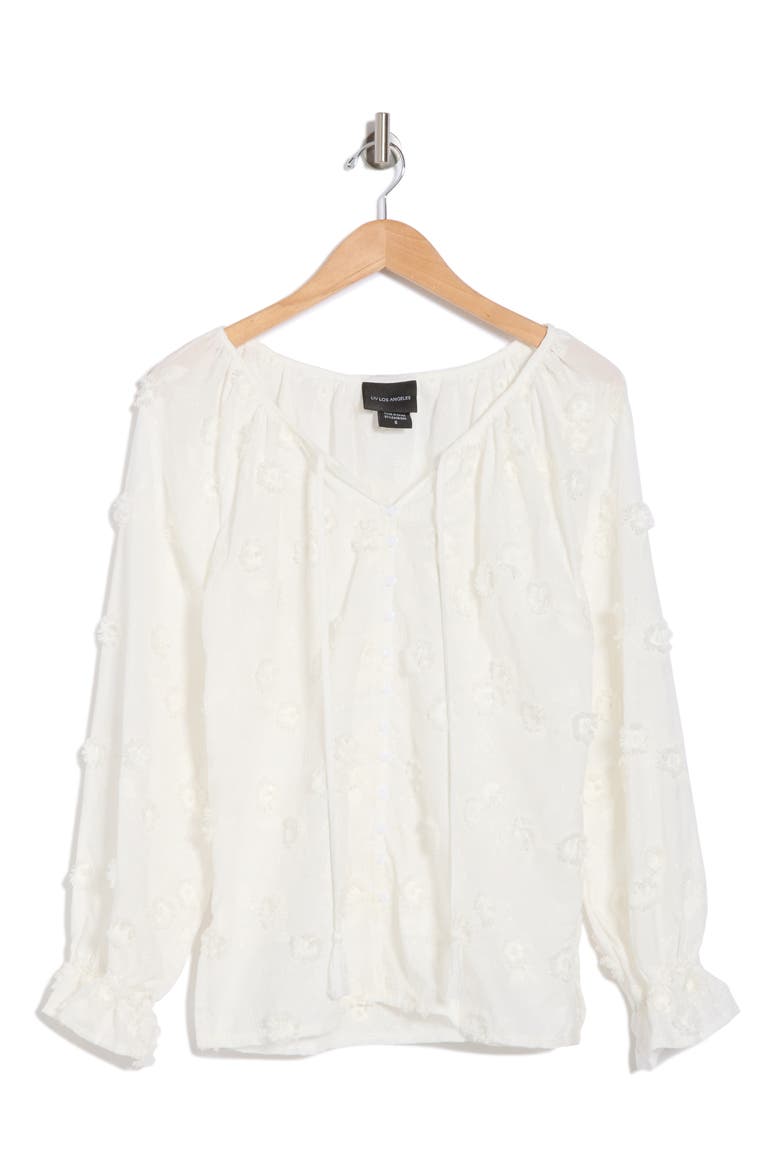 Embroidered Long Sleeve Top, Alternate, color, WHITE