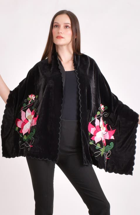 Hand Embroidered Velvet Scarf