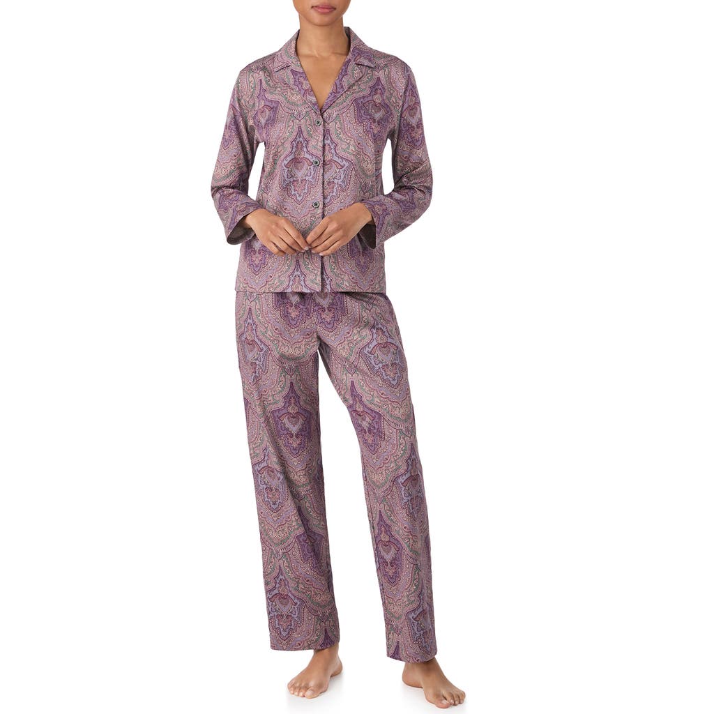 Ralph Lauren Lauren Print Cotton Blend Pajamas In Gray