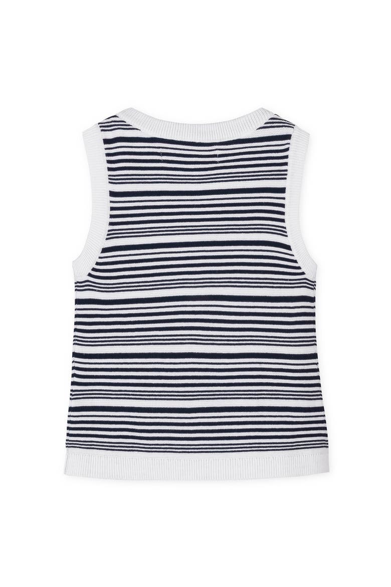 Kids' Organic Sweater Tank, Alternate, color, Navy and White Stripe