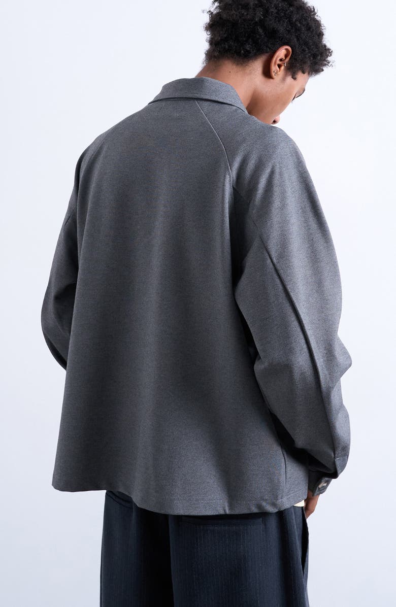 Topman Jersey Button-Up Shirt Jacket, Alternate, color, Grey