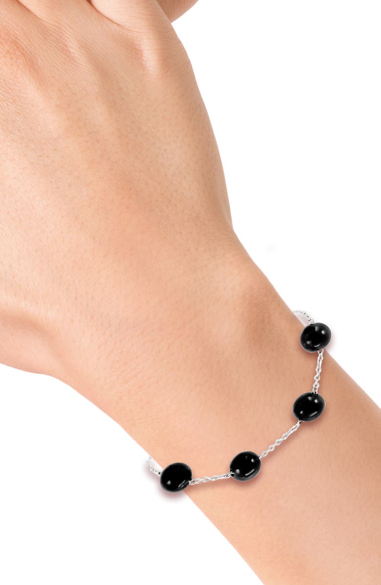 EFFY Sterling Silver Onyx Chain Bracelet, Alternate, color, Black
