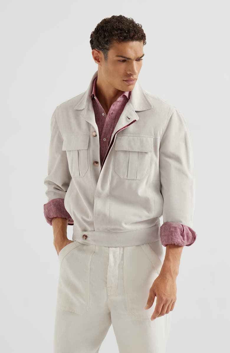 Brunello Cucinelli Suede jacket, Alternate, color, Sand