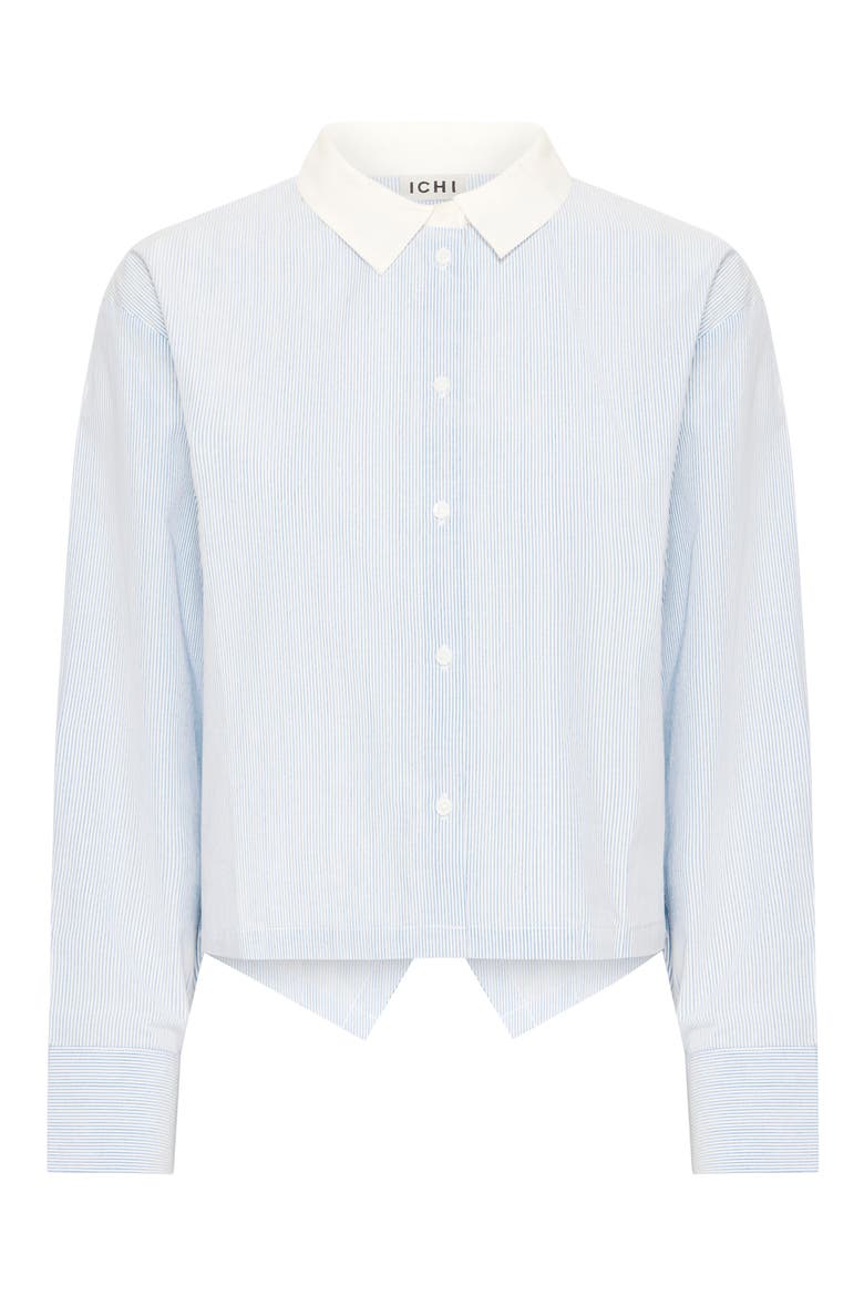 Stripe Split Hem Crop Cotton Button-Up Shirt, Alternate, color, BLUE/WHITE STRIPE
