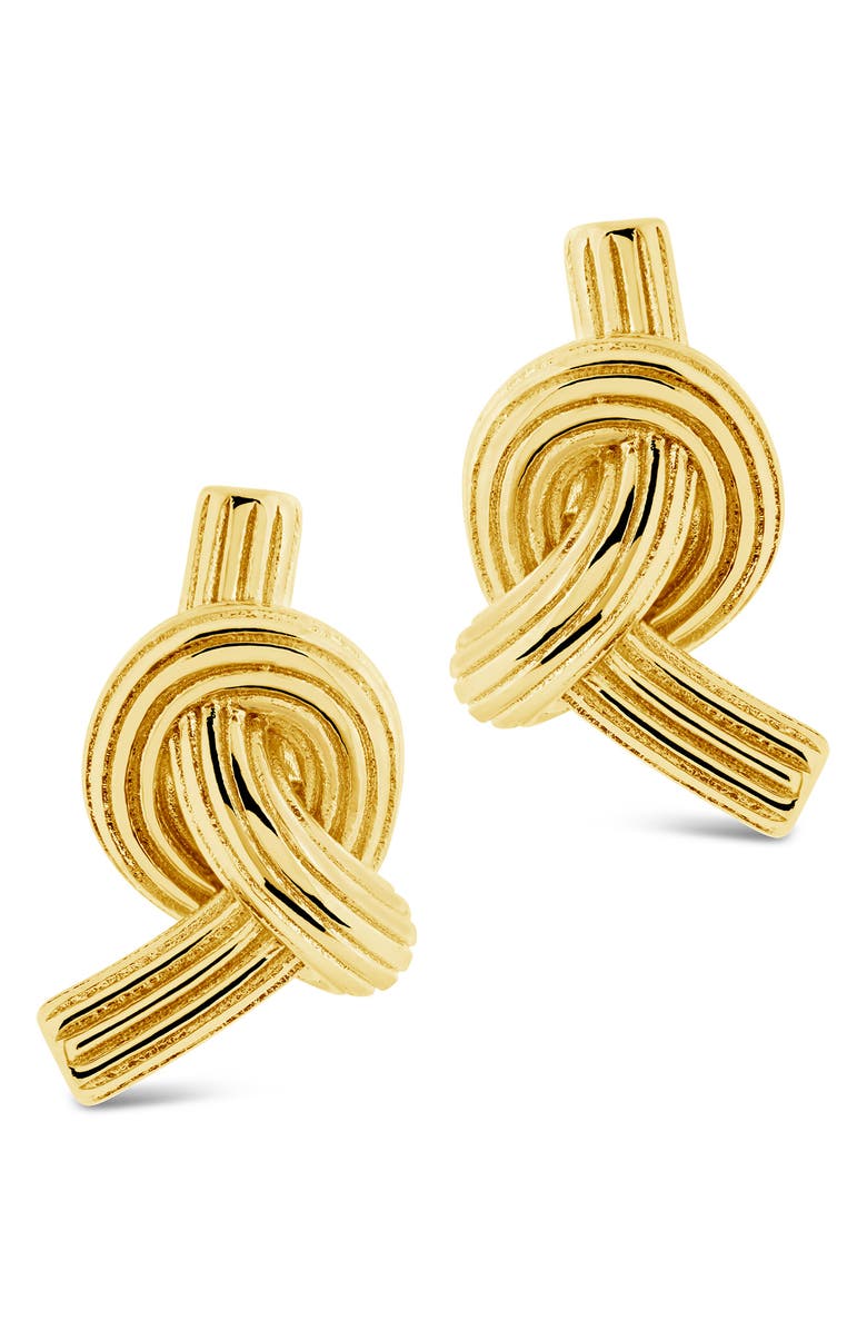 Sterling Forever Textured Love Knot Stud Earrings, Alternate, color, Gold