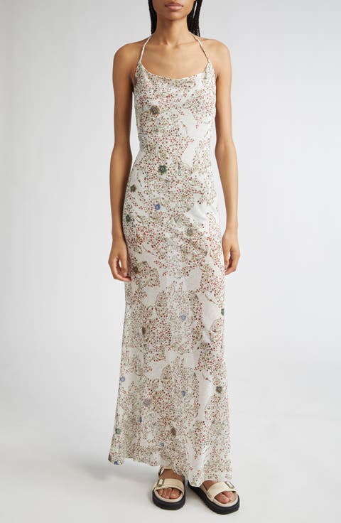 Nensi Semisheer Open Back Maxi Dress