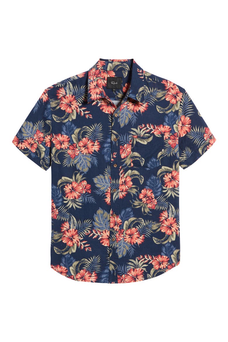 Carson Floral Linen Blend Button-Up Shirt, Alternate, color, LUAU PARADISE