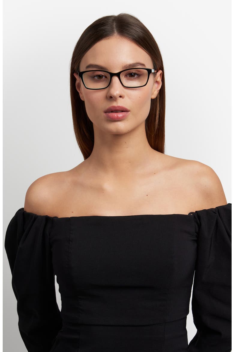 jackeline 50mm rectangular reading glasses, Alternate, color, BLACK GREEN