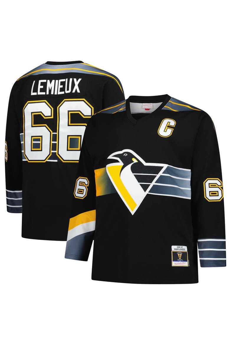 Men's Mitchell & Ness Mario Lemieux Black Pittsburgh Penguins 1996/97 Blue Line 2.0 Jersey, Main, color, Black