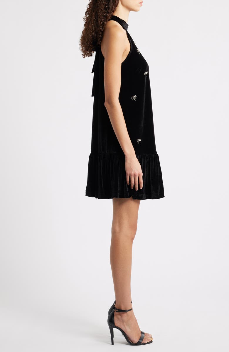 CeCe Rhinestone Bow Sleeveless Velvet Dress, Alternate, color, Rich Black