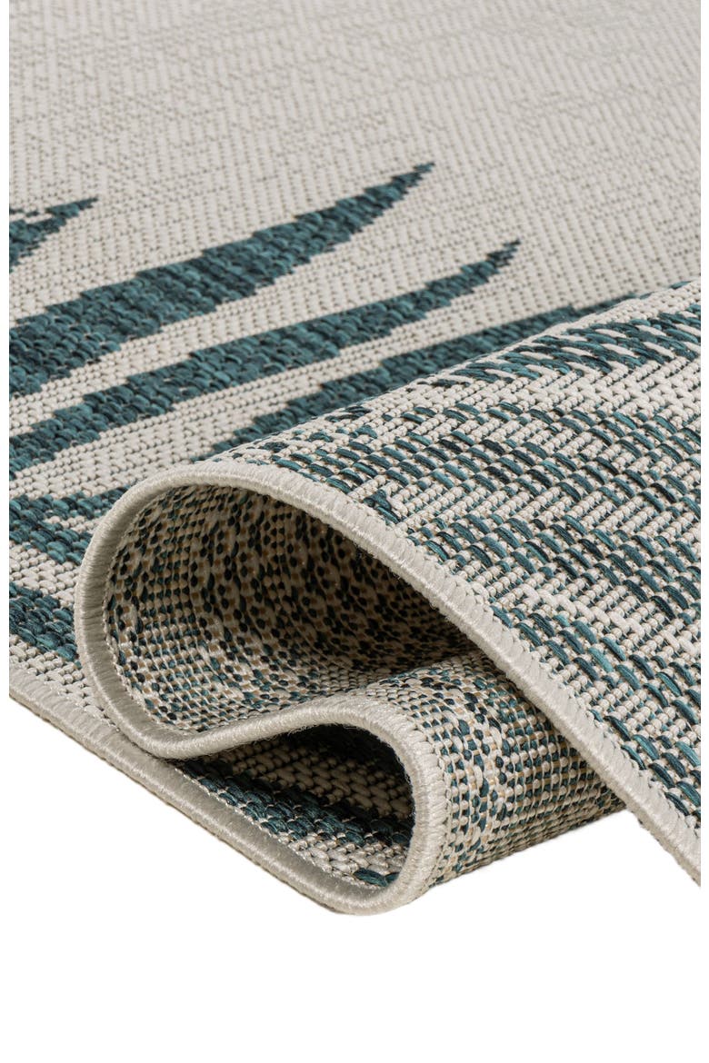 Isla Coastal Cottage Palm Frond Border Indoor/Outdoor Area Rug, Alternate, color, Blue/Cream