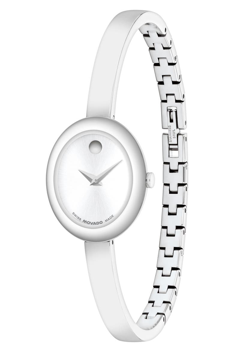 Museum Oval Bangle Watch, 22mm x 26mm, Alternate, color, BLUE DIAL