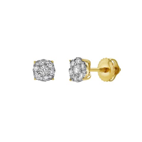 Ballmore 10K Yellow Gold  Diamond Unisex Earrings - 0.22 Cts