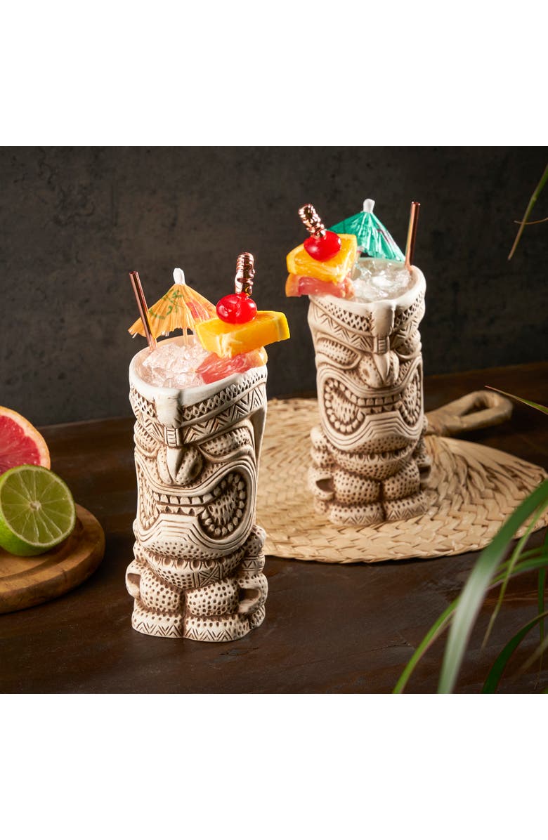 Viski Pacific High Tide Tiki Mugs Set of 2, Alternate, color, White