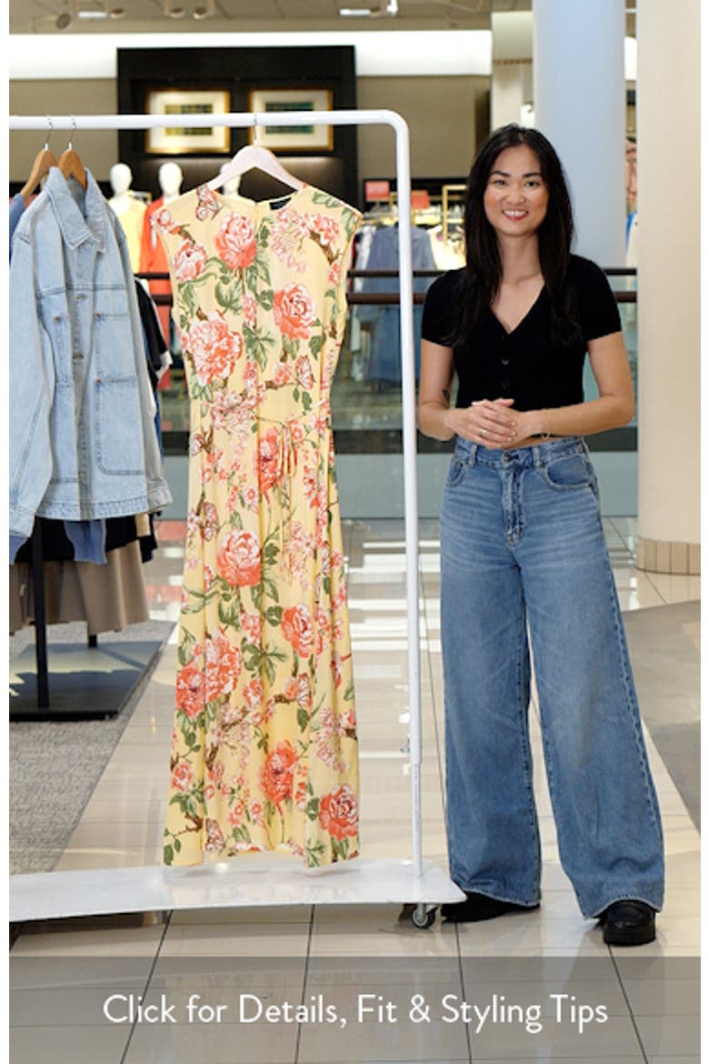 Floral Gathered Neck Midi Dress video