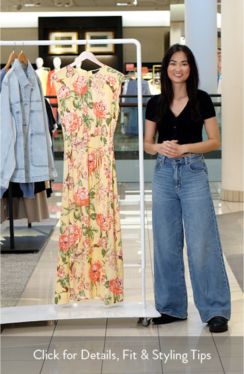 Floral Gathered Neck Midi Dress, sales video thumbnail
