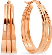 STEELTIME 18k Rose Gold Plated Hoop Earrings