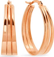 STEELTIME 18k Rose Gold Plated Hoop Earrings