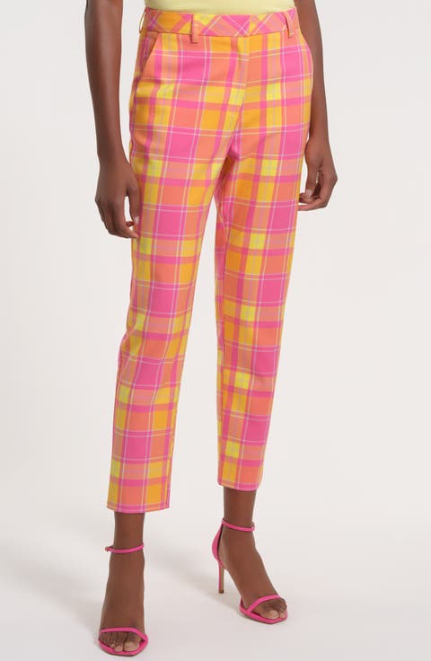 Plaid Slim Fit Ankle Pants