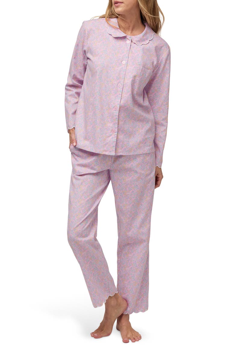 Colette Fleur Blush Scalloped Edge Cotton Twill Pajamas, Main, color, PINK