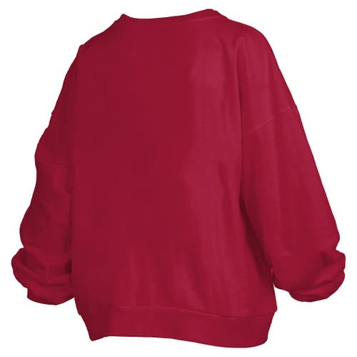 Pressbox Crimson Indiana Hoosiers Janise Arch Over Logo Waist Length Oversized Pullover Sweatshirt