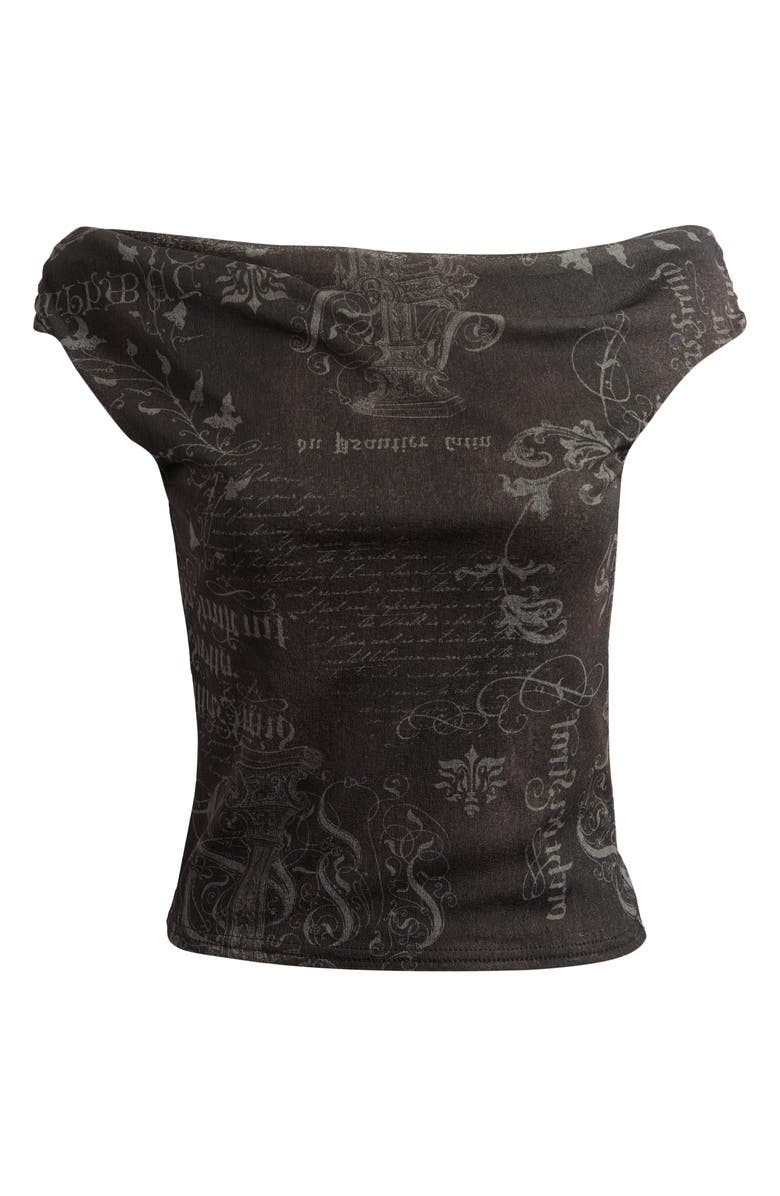 BDG Urban Outfitters Fia Print Off the Shoulder Top, Alternate, color, Grunge