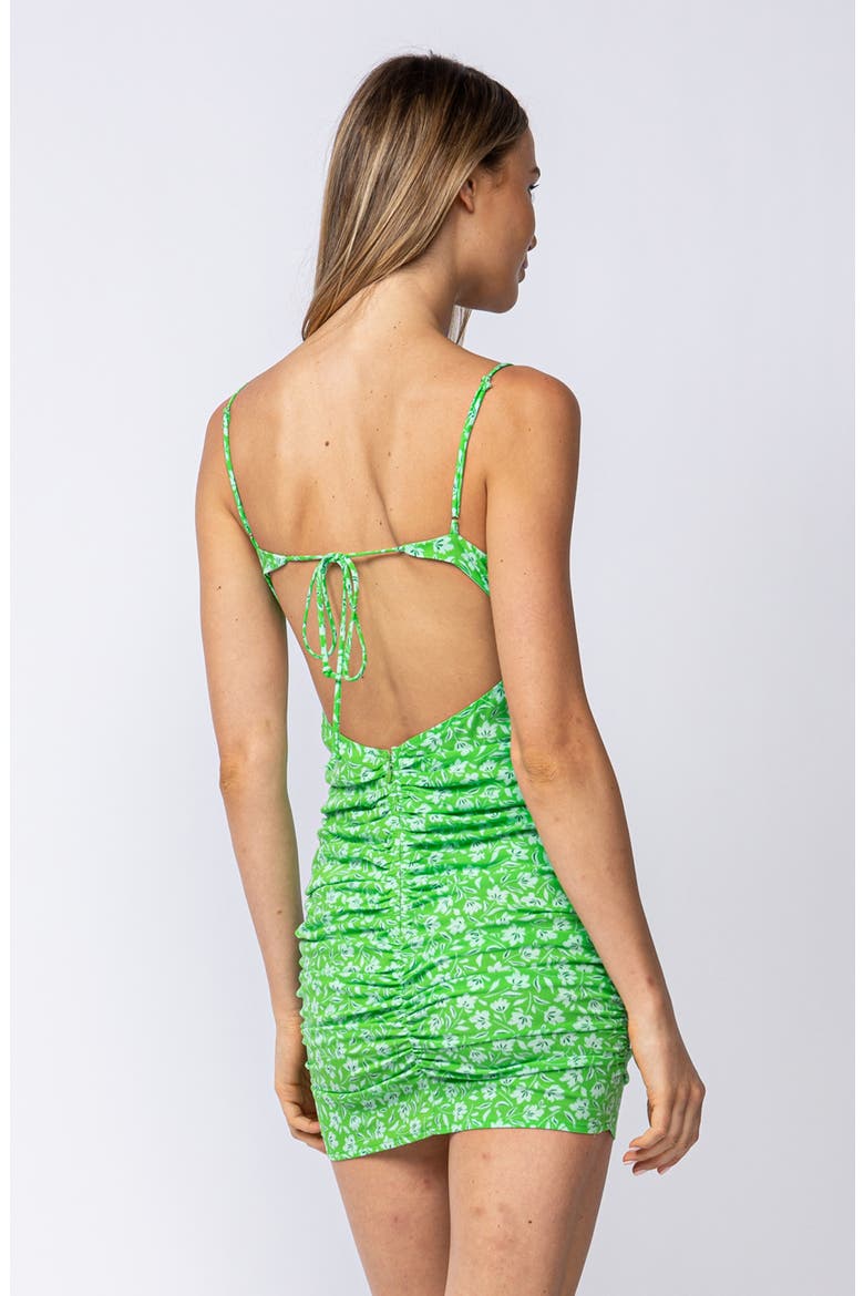 Floral Tie Open Back Minidress, Alternate, color, GREEN