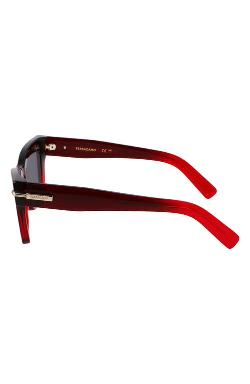Ferragamo Prisma 52mm Modified Rectangular Sunglasses In Gradient Dark Red Transparent