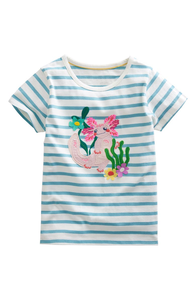 Mini Boden Kids' Stripe Appliqué Cotton Graphic T-Shirt, Main, color,