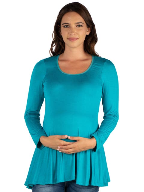 Maternity Long Sleeve Swing Style Flared Tunic Top