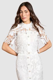 Coast Lace Detail Short Sleeve Collared Shirt