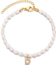 Adornia Freshwater Pearl Initial Charm Bracelet