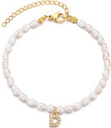 Adornia Freshwater Pearl Initial Charm Bracelet