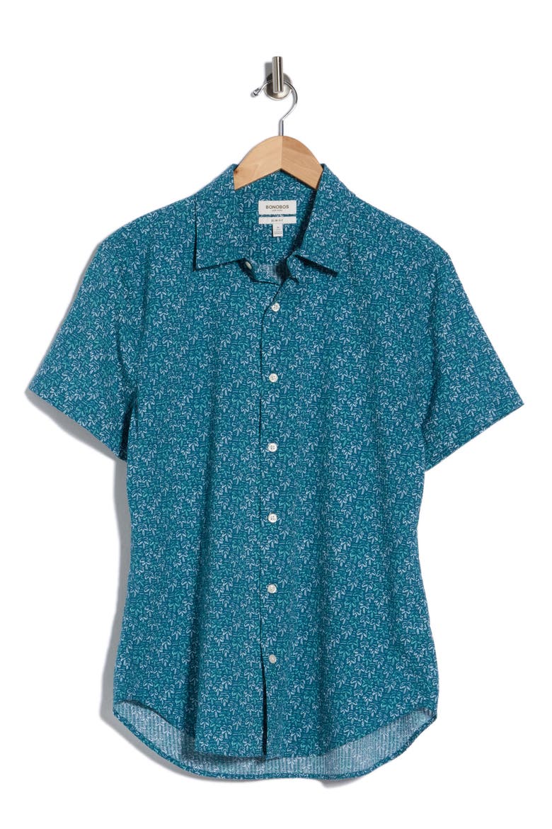 Riviera Short Sleeve Shirt, Alternate, color, NAVY LEON PALMS