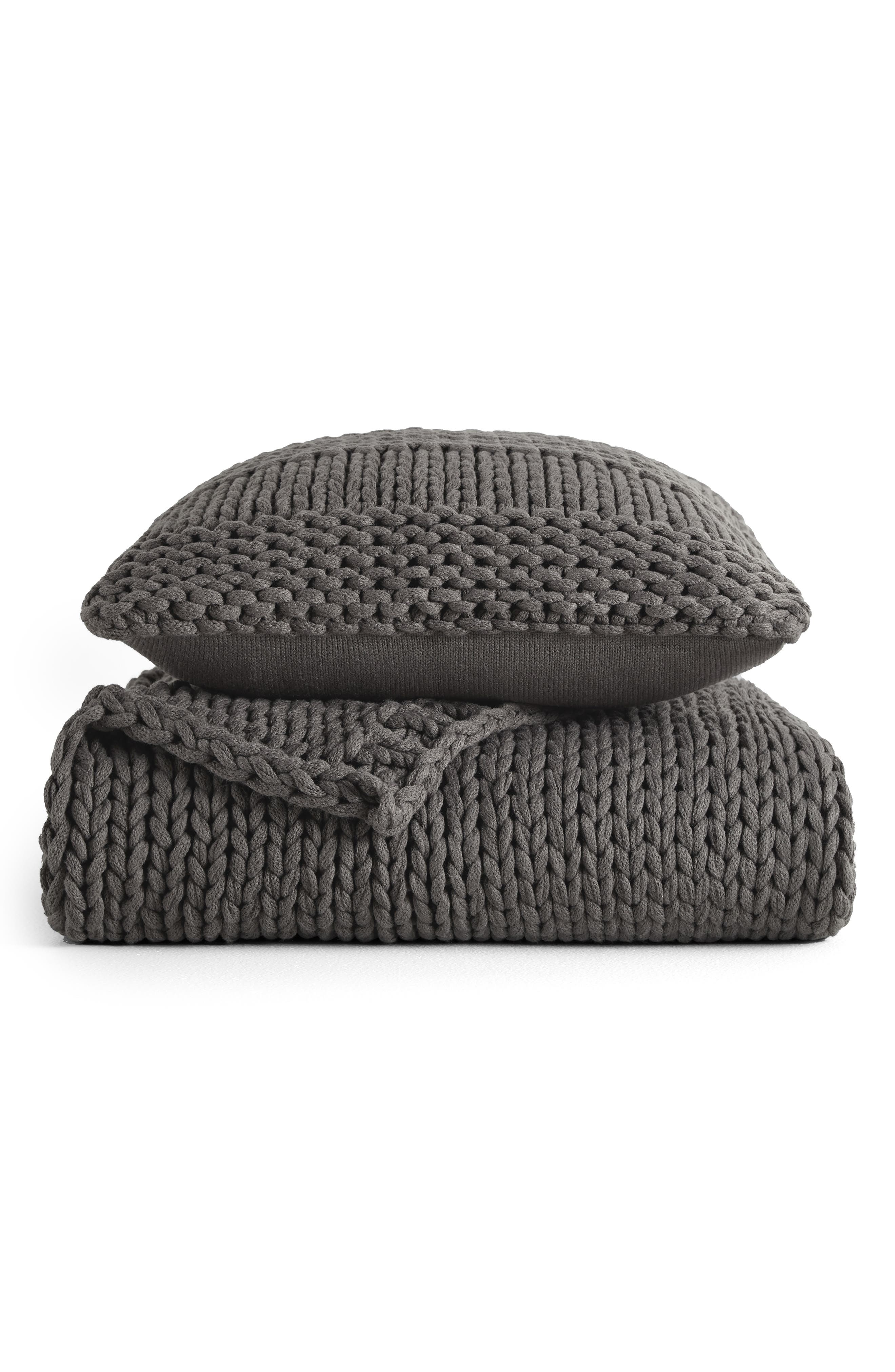 HOMESPUN Chunky Knit Accent Pillow & Oversize Throw Blanket Set