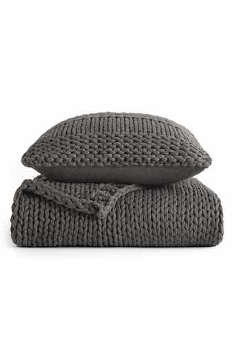 Chunky Knit Accent Pillow & Oversize Throw Blanket Set
