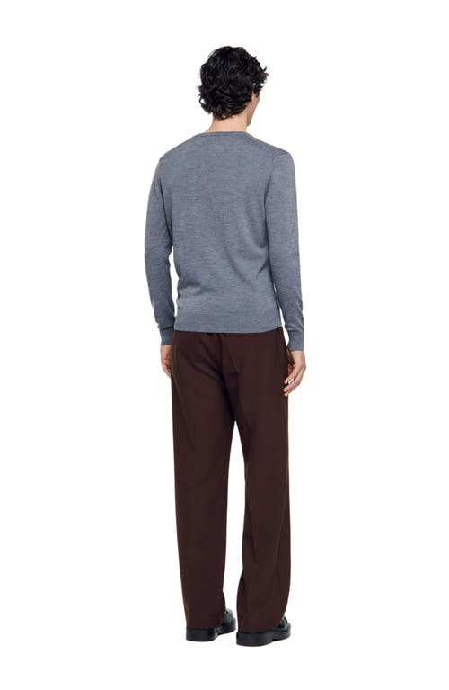 Sandro Fine Wool Sweater In Gray