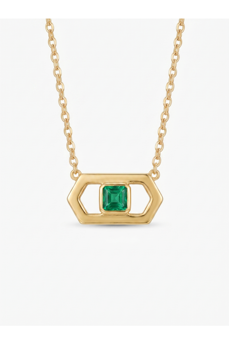 The Ever Necklace, Main, color, Gold/Emerald CZ