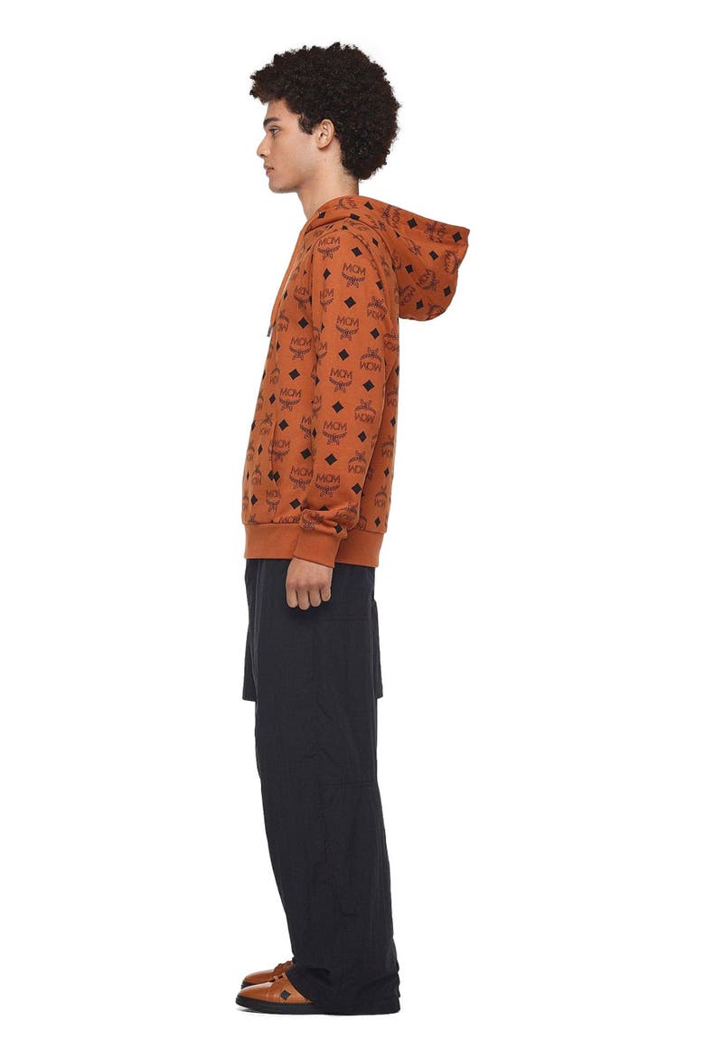Maxi Monogram Print Hoodie in Organic Cotton, Alternate, color, Cognac