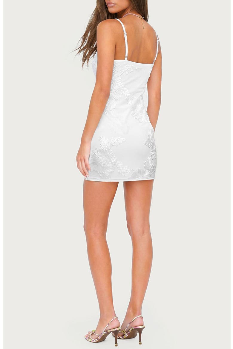 Caya Embroidered Floral Mesh Minidress, Alternate, color, WHITE