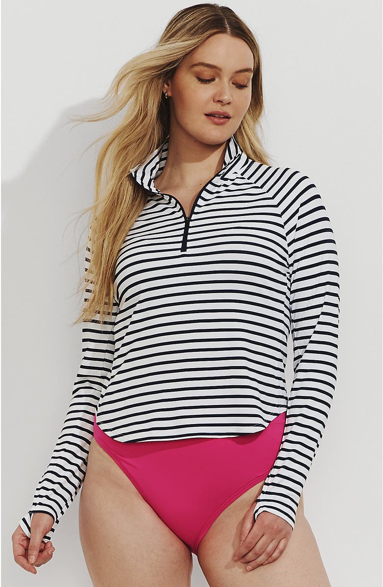 Lands' End Long Sleeve Rash Guard Cover-up UPF 50, Alternate, color, White