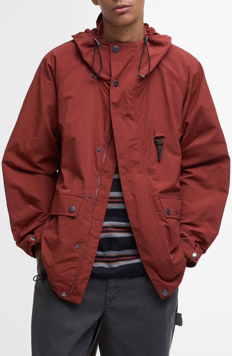 Barbour Hooded Waterproof Jacket, Main, color, Fired Brick