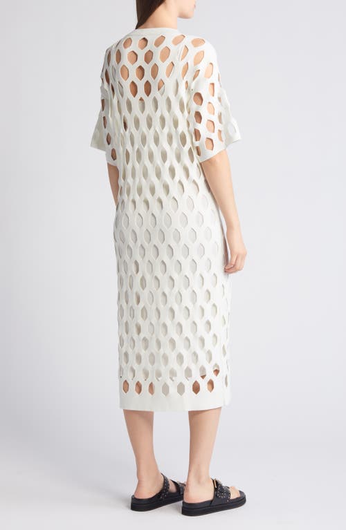 Hugo Boss Open-structured Dress With Inner Slip And Short Sleeves In Soft Cream