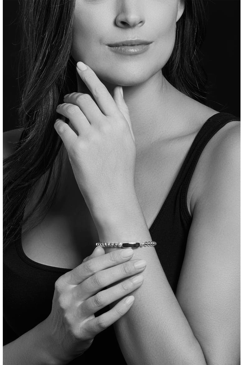 Signature Caviar Love Stretch Bracelet, Alternate, color, SILVER
